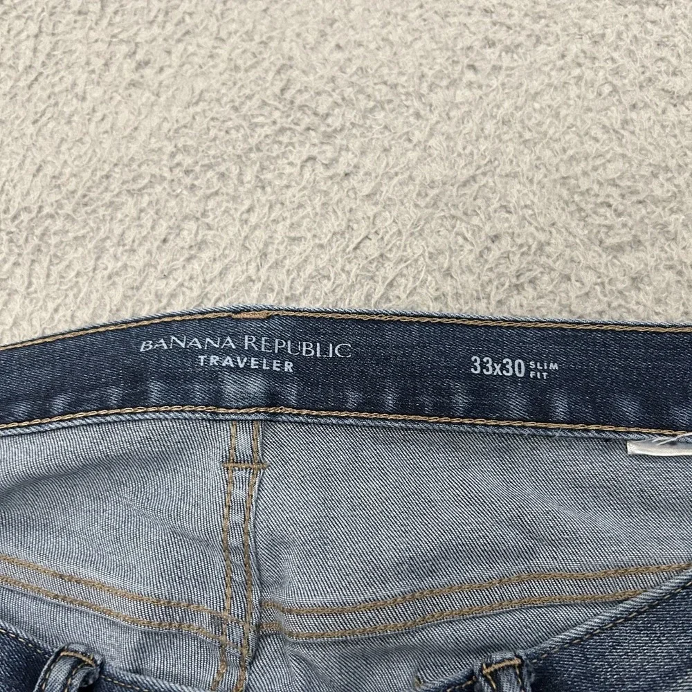 Banana Republic Jeans Mens 33x30 Blue Denim The Traveler Slim Fit Stretch Adult